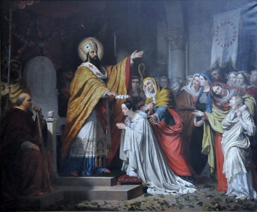 «Saint Médard couronnant la première rosière» par Louis Dupré (1769–1837)