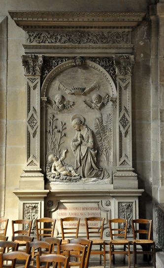 Bas-relief : La Vierge et l'Enfant du sculpteur Verrebout