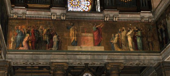 La frise part de dessous l'orgue de tribune : Saint Pierre et saint Paul