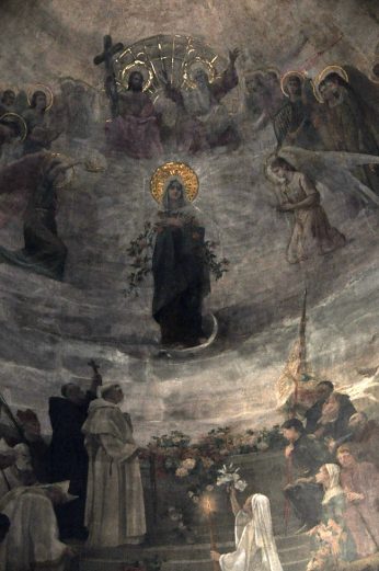 Peinture sur la voûte de la chapelle de la Vierge : «Le Triomphe universel de Marie»