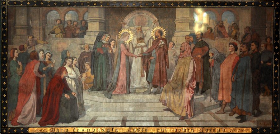 Fresque "Le Mariage de la Vierge" dans le croisillon droit