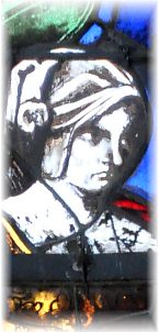 Marie Salomé dans le vitrail de l'Arbre de sainte Anne (XVIe siècle)