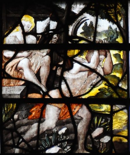 Vitrail d'Adam et Ève, baie 1 (vers 1560–1570)