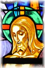 Le baptême du Christ, vitrail XXe siècle, détail