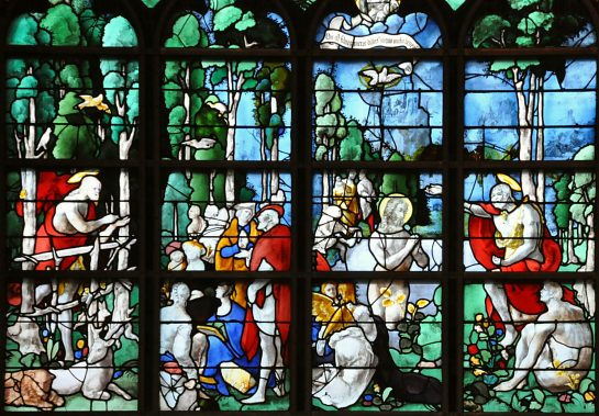 Registre supérieur du vitrail de la vie de saint Jean–Baptiste par Engrand le Prince (1525–1526)
