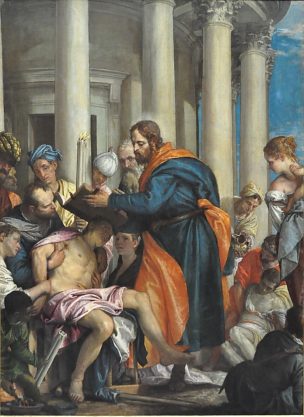 «Saint Barnabé guérissant les malades», huile sur toile.