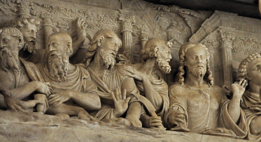 Haut–relief de la Cène (partiel), albâtre, 1540–1550