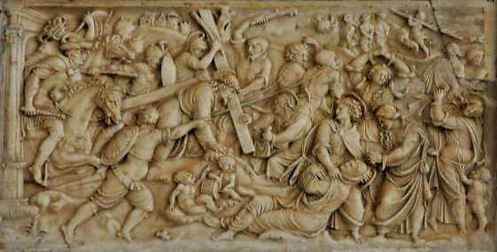 Bas-relief du Portement de croix, marbre, 1540-1550