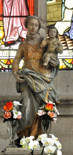 Statue polychrome de la Vierge à l'Enfant