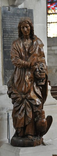 Saint Jean et son aigle, sculpture sur bois