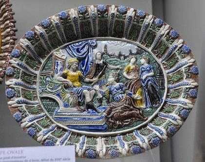Coupe ovale «Esther au pieds d'Assuérus» Coupe ovale «Esther au pieds d'Assuérus»