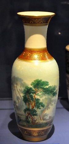 Vase potiche au décor de paysage