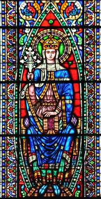 La Vierge, détail d'un vitrail du chœur.