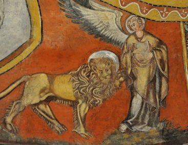 Le lion du Tétramorphe et un ange dans l'abside.