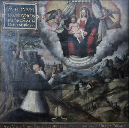 Un abbé recommandant une ville à la Vierge et à l'Enfant-Jésus Un abbé recommandant une ville à la Vierge et à l'Enfant-Jésus
