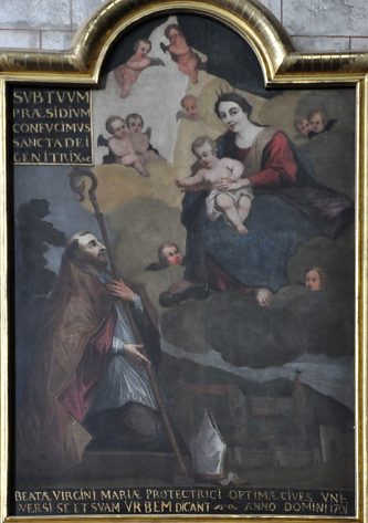 «Un abbé recommandant une ville à la Vierge et à l'Enfant Jésus» «Un abbé recommandant une ville à la Vierge et à l'Enfant Jésus»