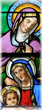 Sainte Anne trinitaire, vitrail du XIXe siècle, détail Sainte Anne trinitaire, vitrail du XIXe siècle, détail