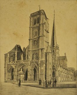 Dessin (anonyme) de l'église d'Auxonne,