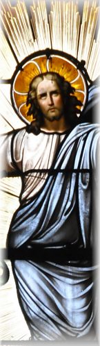 La Transfiguration du Christ d'apr�s Rapha�l, vitrail de la baie axiale, d�tail