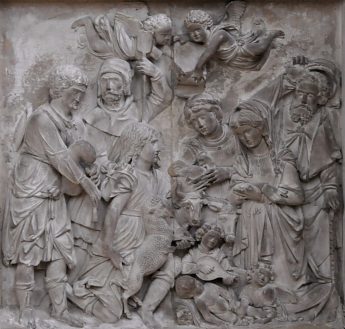 Bas-relief de l'Adoration des bergers, XVIe siècle.
