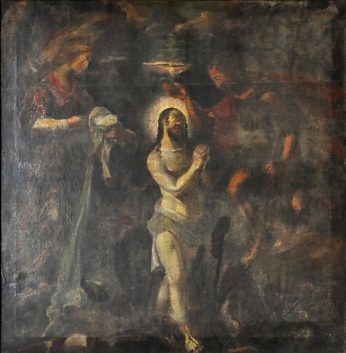 «Le Baptême de Jésus», tableau dans le baptistère.