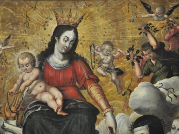 «La Vierge remet le Rosaire à saint Dominique», détail