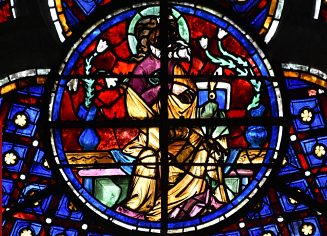 Abraham dans le trilobe de la baie 114, XIIIe s. (fenêtre haute  du chœur).