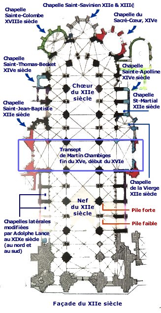Plan de la cathédrale Saint-Étienne de Sens.