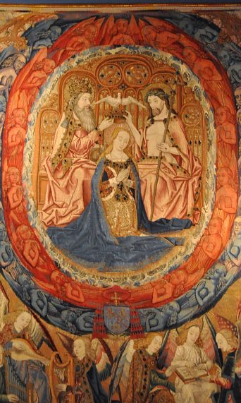 «Le Parement des trois couronnements», détail : le Couronnement de la Vierge par la Trinité