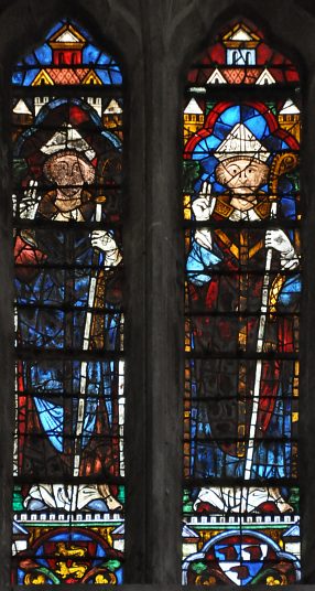 Baie 212 : deux évêques (vers 1265-1270), détail