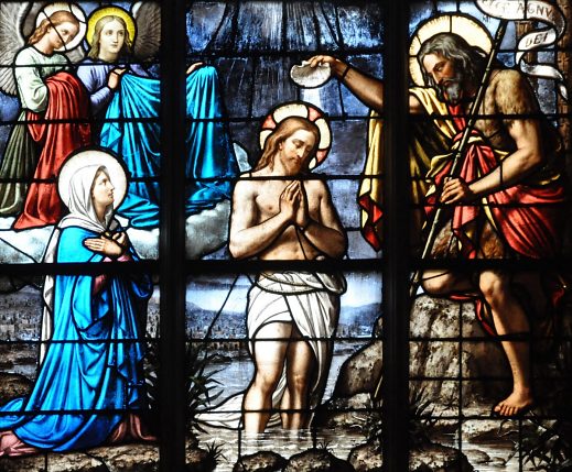 «Le Baptême du Christ» dans le baptistère par «Claudius Lavergne et ses fils 1884»