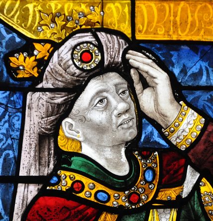 Le visage du maure dans le vitrail des mages, 1467