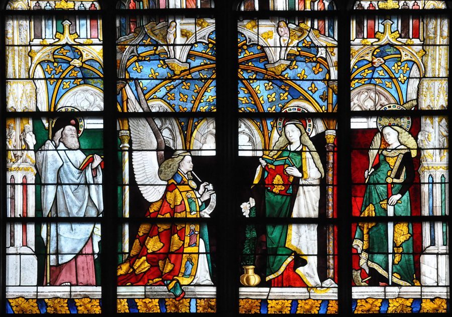 Verrière de l'Annonciation, les quatre lancettes (1448-1450)
