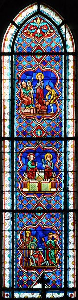 Chapelle Saint-Benot-Joseph Labre Vitrail : Épisodes de la vie de  saint Théodore, soldat chrétien d'Orient