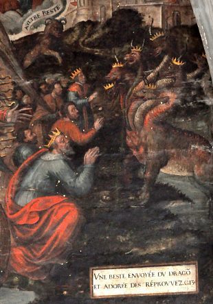 L'Apocalypse, détail : La Bête et ses adorateurs. L'Apocalypse, détail : La Bête et ses adorateurs.