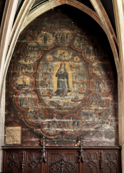 La peinture de la VIERGE AU ROSAIRE est datée de 1577. La peinture de la VIERGE AU ROSAIRE est datée de 1577.