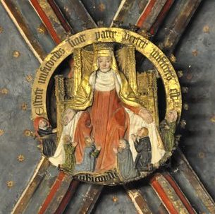 La Clémence sur son trône dans une clé de voûte du Sépulcre La Clémence sur son trône dans une clé de voûte du Sépulcre