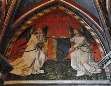 Peintures murales et armoiries des donateurs. Peintures murales et armoiries des donateurs.