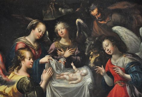 «La Nativité» attribué à Claude Deruet, détail. «La Nativité» attribué à Claude Deruet, détail.