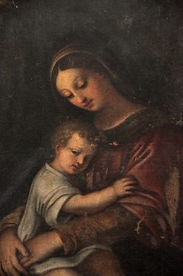 Détail d'un tableau d'une Vierge à l'Enfant Détail d'un tableau d'une Vierge à l'Enfant