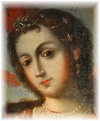 Sainte Barbe dans une toile du XVIIIe siècle, Mexique, partiel
