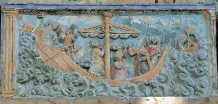 Bas–relief de la Légende de saint Nicolas : Saint Nicolas apaise la tempête