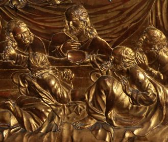 Le soubassement du maître-autel : détail de la Cène (XIXe  siècle?)