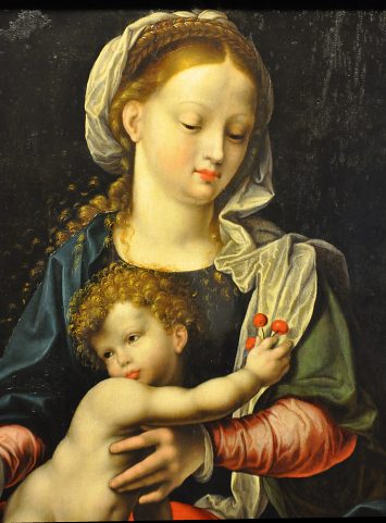 «Vierge à l'œillet», détail