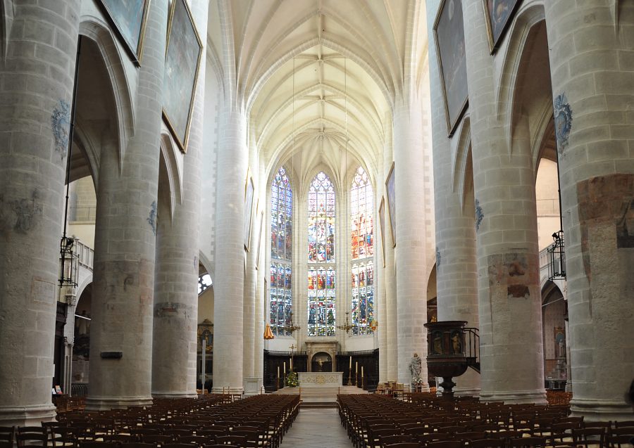 Vue d'ensemble de la nef de la basilique Notre-Dame à Dole