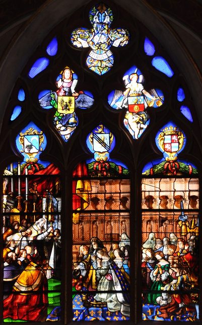 Louis XIV et sa cour en adoration devant la sainte hostie