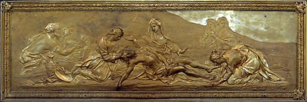 La Dploration du Christ mort, bas-relief en bronze de Corneille van Clve (1709-1710)