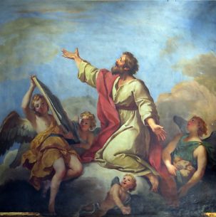 Saint Barnab par Louis Boullogne, huile sur enduit, 1708-1710, dtail