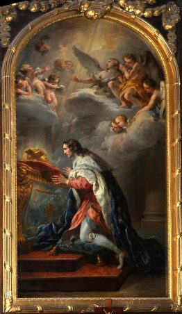 "Saint Louis en prière devant la couronne d'épines" par F. Lemoine