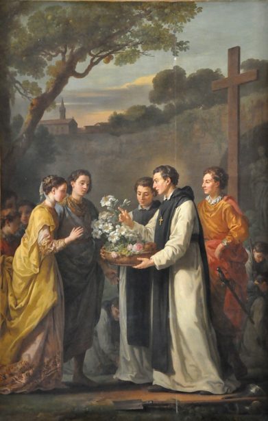 «Saint Thibault offrant à saint Louis et à Marguerite de Provence un lys à onze branches, emblème de leur postérité»